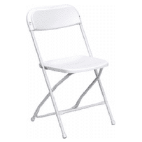 A white folding chair