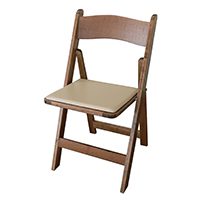 A ivory colored folding chair
