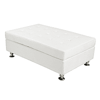 a white leather ottoman