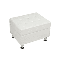 a white leather ottoman