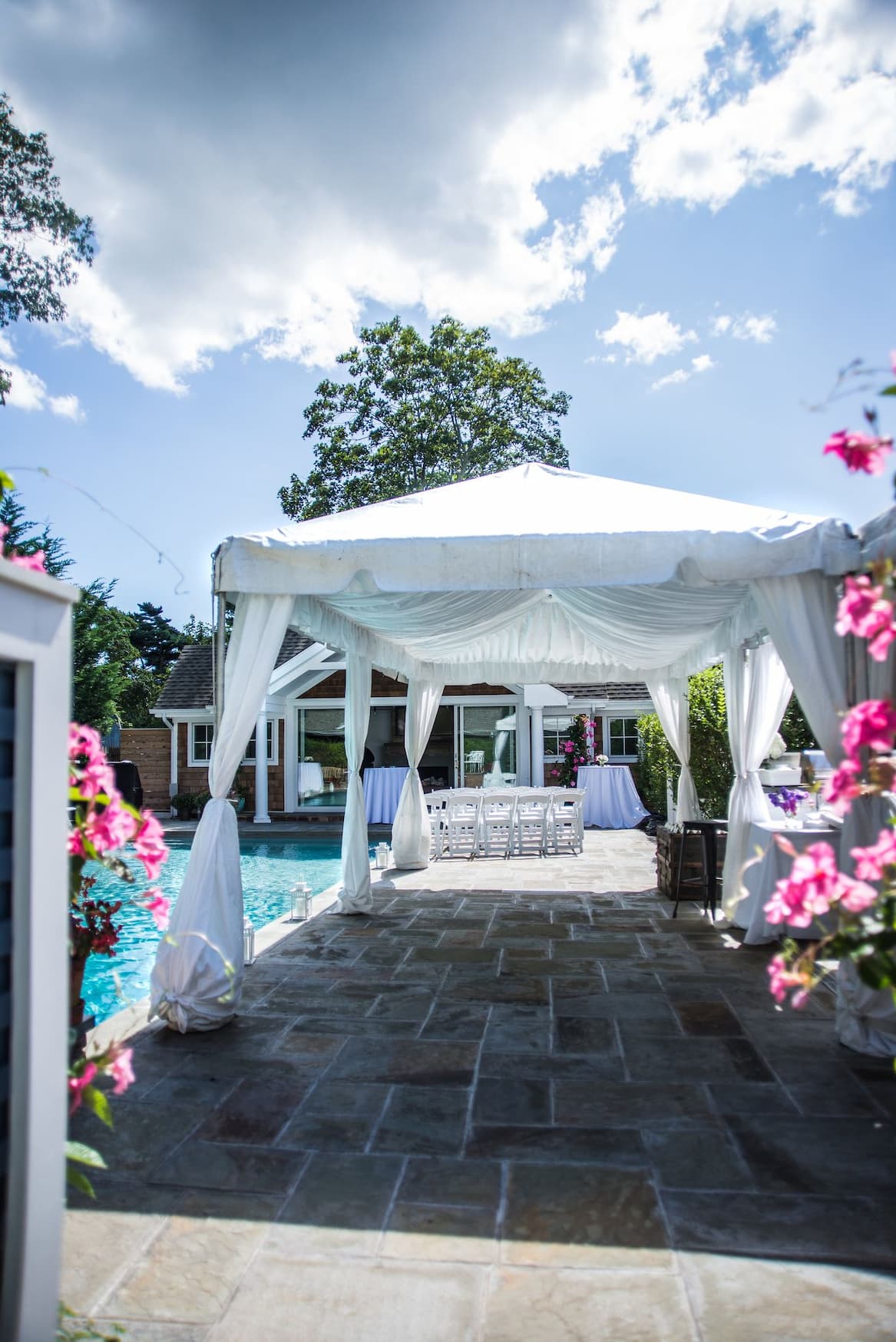 an outdoor wedding tent