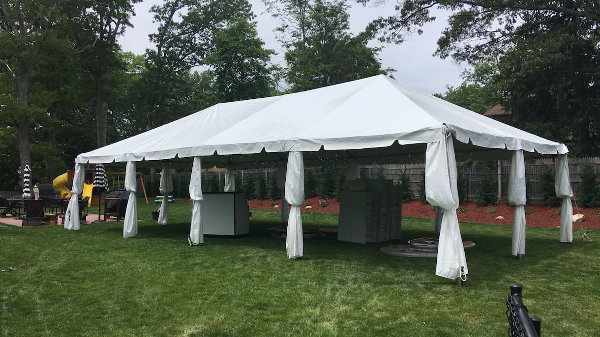 an outdoor wedding tent