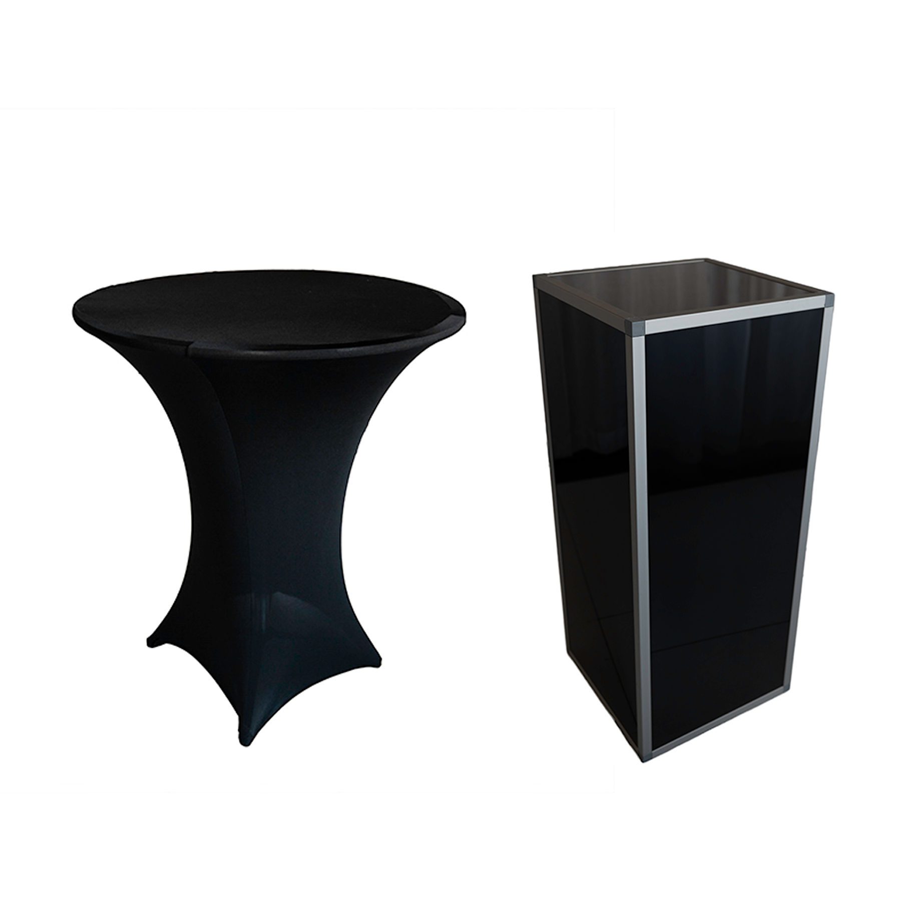 BlackSpandexAcrylic-3 a white leather ottoman